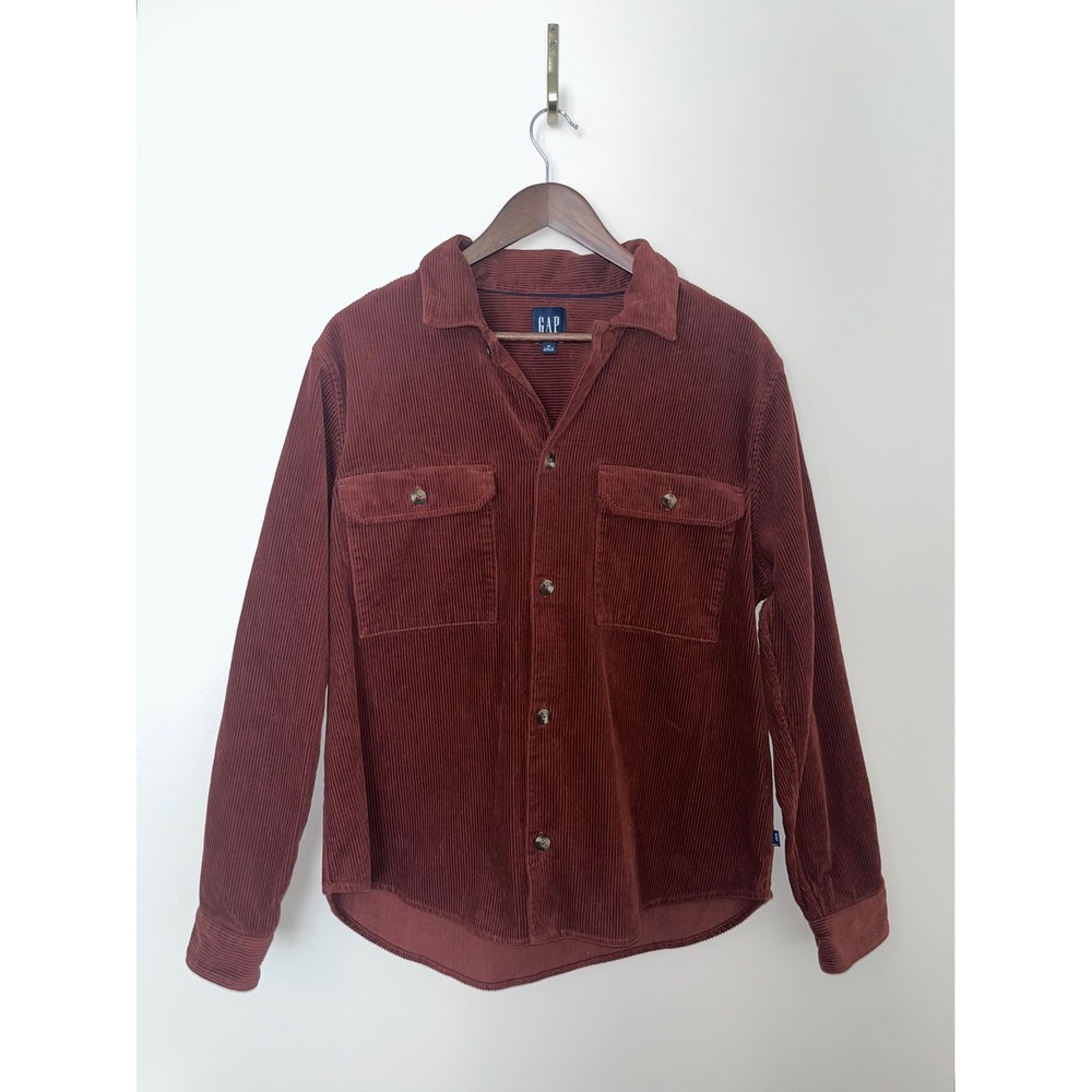 GAP‎ Corduroy Button Front Shirt Shacket Brown Long Sleeve Women's Jacket | Med
